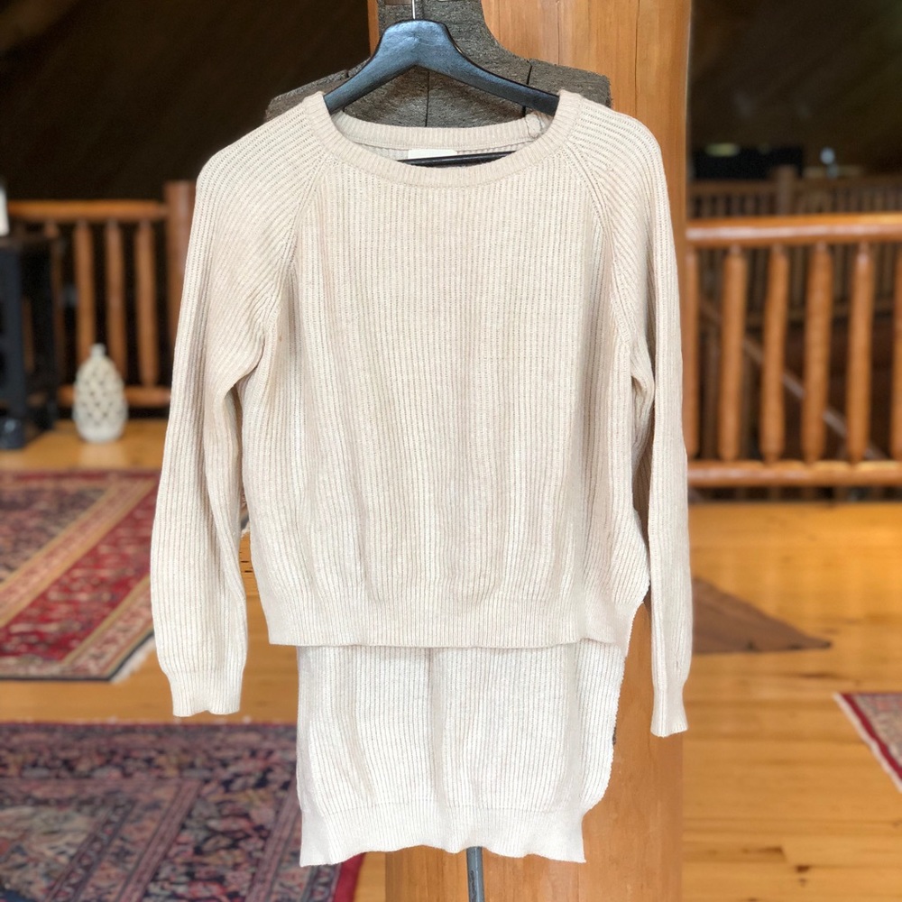 High low beige sweater